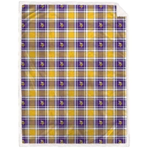 Minnesota Vikings NFL 60" x 90" Plaid Logo Plush Sherpa Blanket-F2003634601 - Picture 1 of 3