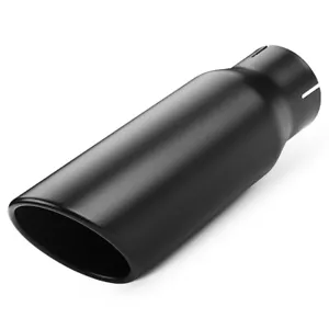 Black Diesel Exhaust Tip Stainless Steel Angle Cut 3" Inlet 4" Outlet 12" Long - Bild 1 von 9