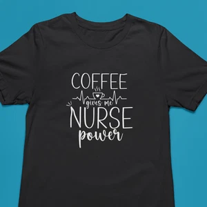 NEW Nurse Tshirt for Coffee Lover Short Sleeve Crew Neck Unisex Tee - Picture 1 of 25