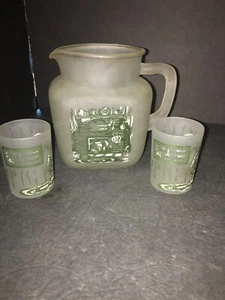 Vintage Federal Milchglas Krug mit 2 Gläsern - Bild 1 von 3