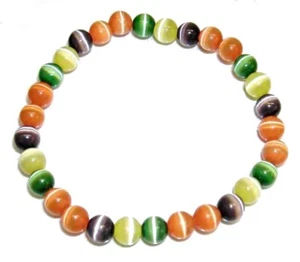 PULSERA de OJO de GATO 6 mm Muticolor. Ojo de gato propicia la buena suerte - Imagen 1 de 3