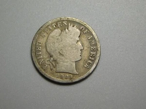 OLD US COIN 1909-S BARBER SILVER DIME - Picture 1 of 6