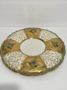 3 Docht Kerzenhalter Teller Vintage saisonal Deko handbemalt Italien signiert - Bild 1 von 7