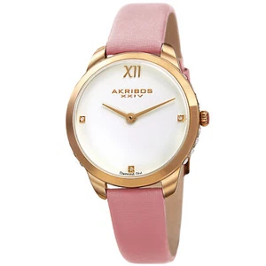 Women's Akribos XXIV AK1059PK Swarovski Crystal Diamond Baby Pink Leather Watch - Picture 1 of 1