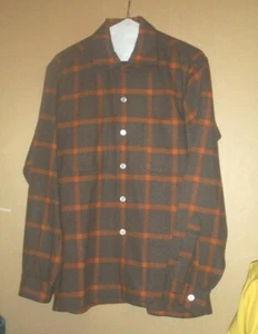 Vintage 1950er Donegal 100 % Wolle Schatten Flanell Hals Schleife Hemd-15-15-1/2-M! - Bild 1 von 6