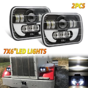 Pair 7x6" 5x7" LED Headlight DRL Hi/Lo Sealed Beam For Peterbilt 357 378 379 385 - Imagen 1 de 10