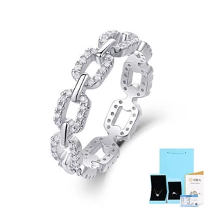 Echt VVS1 Moissanit Eternity Band Ring Damen Geburtstag Geschenk 925 Sterling Silber - Bild 1 von 14