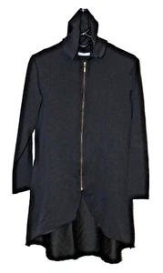 Chaqueta con capucha negra para mujer Makadamia Hi-Lo con cremallera larga talla 42 = EE. UU. 8 - Imagen 1 de 12