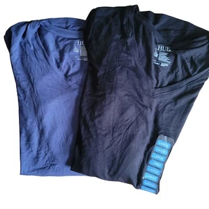 2 Pack of HUE Long Sleeve Legging Tee V-Neck Comfy Soft Top Size L - Picture 1 of 7