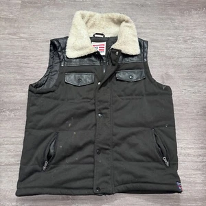 Phat Farm Vest Mens Small Black Sherpa Collar Water Wind Resistant Puffer Adult - Picture 1 of 11
