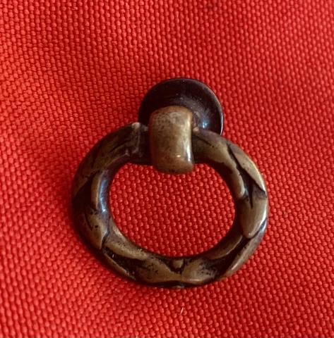 @1880  7/8”dia.Brass French Victorian antique Drop Ring drawer pull Cabinet Knob Cover