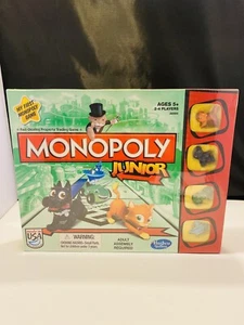 Monopoly Junior Board Game Factory Sealed Dog Cat Car Ship Family Fun - Picture 1 of 2