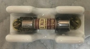 Ceramic / Porcelain Single Pole Fuse Holder with KTK 7 Buss-man Fuse Installed  - Picture 1 of 4