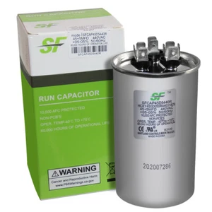 TRANE Dual Run Capacitor - 45+5 MFD - 370/440V Round for Motor & Comp - Picture 1 of 3
