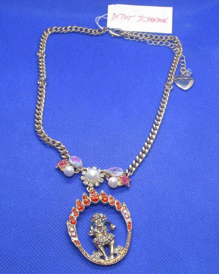 Betsey Johnson Gold-tone Magical Show Dog Pendant Statement Necklace