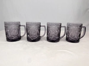 Set of 4 Cristal D'Arques J.G Durand ANTIQUE Purple Amethyst 4” Coffee Mug - Picture 1 of 7