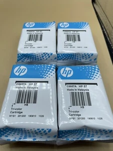 Lot Of 4 HP 57 Tri Color Genuine C6657A Ink cartridges OEM New Sealed No Box - Picture 1 of 7