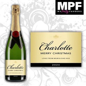 Personalised Christmas Prosecco / Champagne Bottle Label - 3 Styles Available - Picture 1 of 19