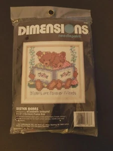 Dimensions Sister Bears Needlepoint Kit With Wool Yarn Elizabeth Brownd UNOPENED - Picture 1 of 2