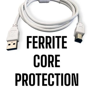 USB B To USB A 2.0 PRINTER CABLE 1.5M EPSON HP SAMSUNG FERRITE CORE DATA - WHITE - Picture 1 of 6