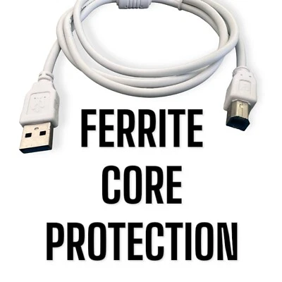 USB B To USB A 2.0 PRINTER CABLE 1.5M EPSON HP SAMSUNG FERRITE CORE DATA - WHITE - Image 1 of 4