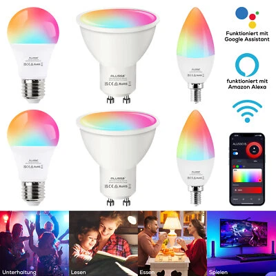 1-16X LED Smart WiFi Birne Dimmbar E14/E27/GU10 Glühbirnen RGB Alexa Google Home - Bild 1 von 4