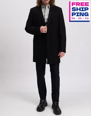 RRP€2580 DOLCE & GABBANA Wool Flannel Coat IT50 US40 L Black Lined Made in Italy - Image 1 of 4