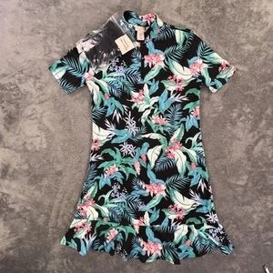 Tommy Bahama Dress Womens XS Black Green Floral Golf Ruffle Hem Shorts Included - Picture 1 of 6