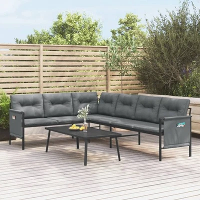 Garten Ecksofa Sofa Lounge Outdoor Gartenmöbel Anthrazit Stahl Textilene vidaXL - Bild 1 von 2