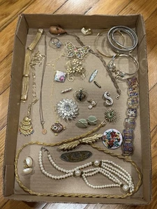 Lot Of Vintage Jewelry Enamel Brooches Pin Earrings Belt Bracelets - Picture 1 of 11