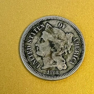 1868 US Nickel 3 Cent Piece #8 - Image 1 of 2
