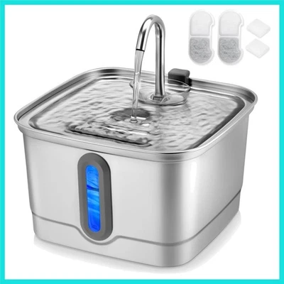 Fuente de agua automática para gatos de acero inoxidable, 101 oz/3 L para mascotas, hacer... Foto 1 de 4