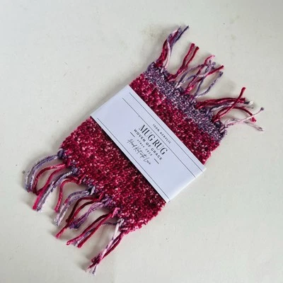 Alfombra taza boho chic tejida a mano de gran tamaño única posavasos bayas elegantes Foto 1 de 4