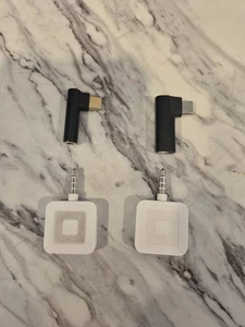 X2 White Square Credit Debit Card Reader for Magstripe W/ X2 Aux To USB-C - Picture 1 of 6