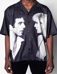 Scarface Button Down Shirt Men's Summer Loose Fit Plus Size Bowling Style Top - Picture 1 of 4