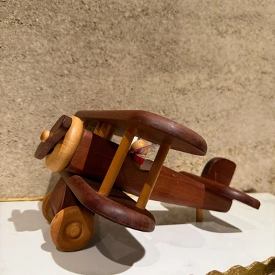 Vintage Modern Custom Made Wood Propeller Plane The Toy Maker - Image 1 of 4