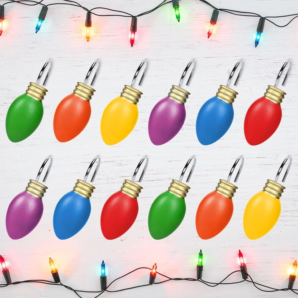 12 Piezas Ganchos para Cortina de Ducha de Navidad Cadena de Luces de Navidad Anillos de Barra de Cortina Decora Foto 1 de 4