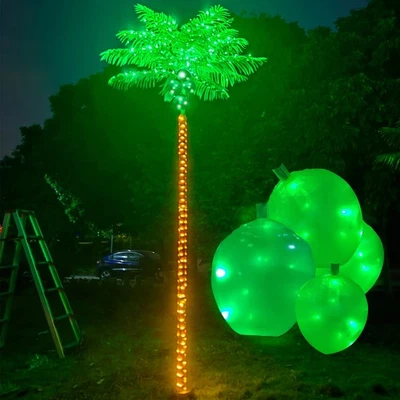 Metal Heavy Duty Palm Tree for Outside Patio, 10.5FT 420 LED Artificial Palm ... - Image 1 of 4