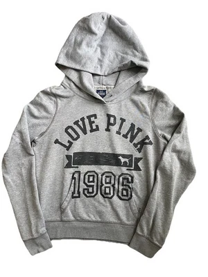 Victoria Secret 粉色 Love 粉色 1986 灰色连帽衫 尺寸 L — 第 1/4 张图片