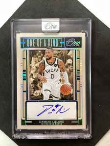 DAMIAN LILLARD 2024-25 PANINI ONE AND ONE #9 ONE OF A KIND AUTO 41/49 BUCKS - Picture 1 of 7