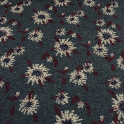 Stoff Ital. Musterwalk Walkloden Relief Blumen grau bordeaux beige lila - Bild 1 von 4