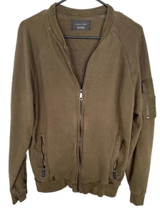 Zara Man Sport Moda Men’s Bomber Jacket Olive Green Lightweight Large full zip - Picture 1 of 9