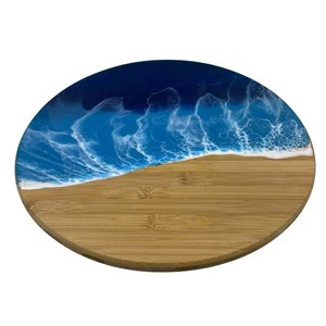 Handmade TB Home Bamboo Ocean Resin Lazy Susan 14 Inch Round - Picture 1 of 6
