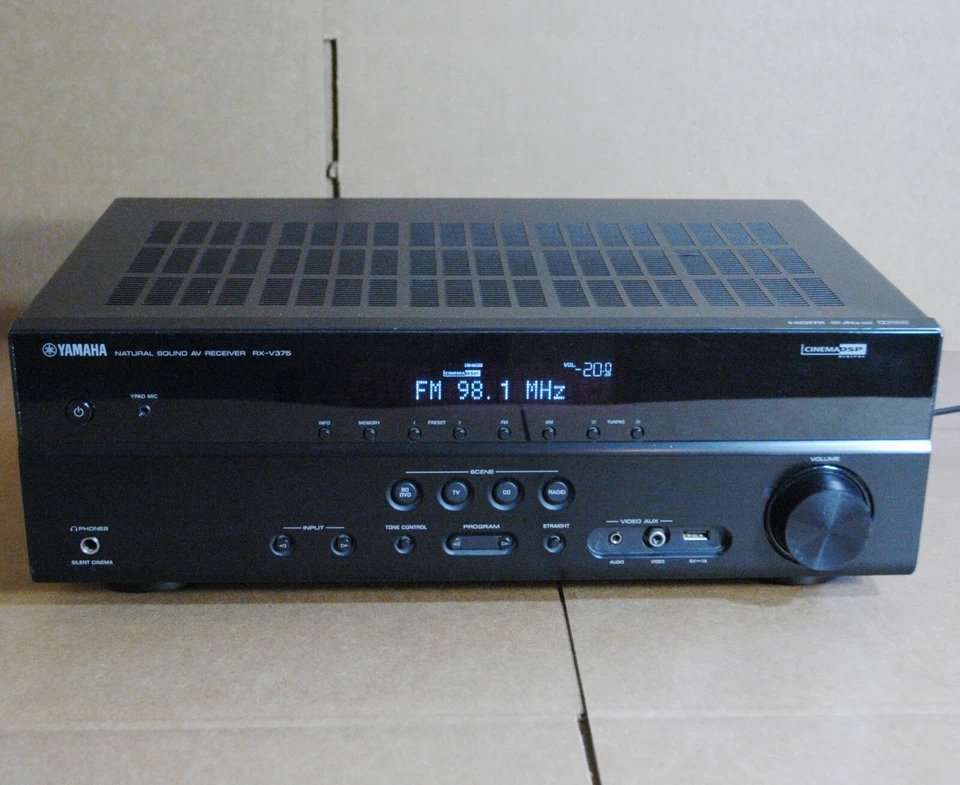 Yamaha RX V375 AV Receiver Black RXV375 No Remote - Image 1 of 4