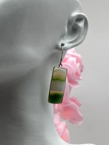 Vintage Sterling Silver 925 Earrings Swiss Opal Dangle Drop 7.83g - Picture 1 of 6