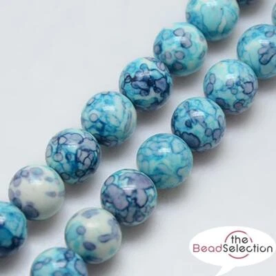 PREMIUM QUALITY OCEAN JADE CYAN BLUE ROUND GEMSTONE BEADS 6mm 30 Beads GS57 - Image 1 of 2