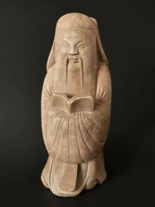 Vintage Austin Productions 1975 geschnitzte asiatische Skulptur Gelehrter Mann Durastone - Bild 1 von 7
