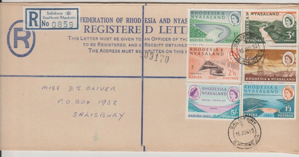RHODESIA & NYASALAND FIRST DAY COVER KARIBA POWER DAM 1960 - Image 1 of 1
