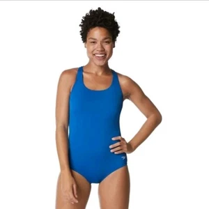 Speedo Damen Standard Badeanzug Einteiler Endurance Ultraback einfarbig BLAU - Bild 1 von 5