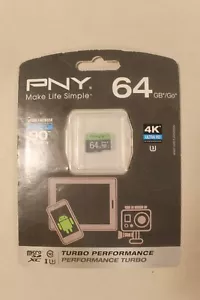 PNY Micro SDXC Card - 64 GB, 4k Ultra HD, Speed 90 MB - Picture 1 of 2